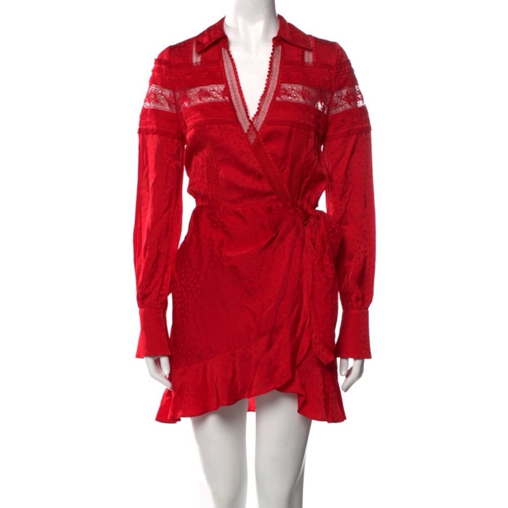 Self-Portrait Red Satin Mini Dress